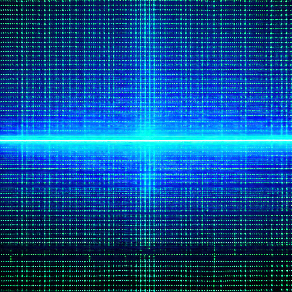 Blue and green patterned background with a large, bright ...