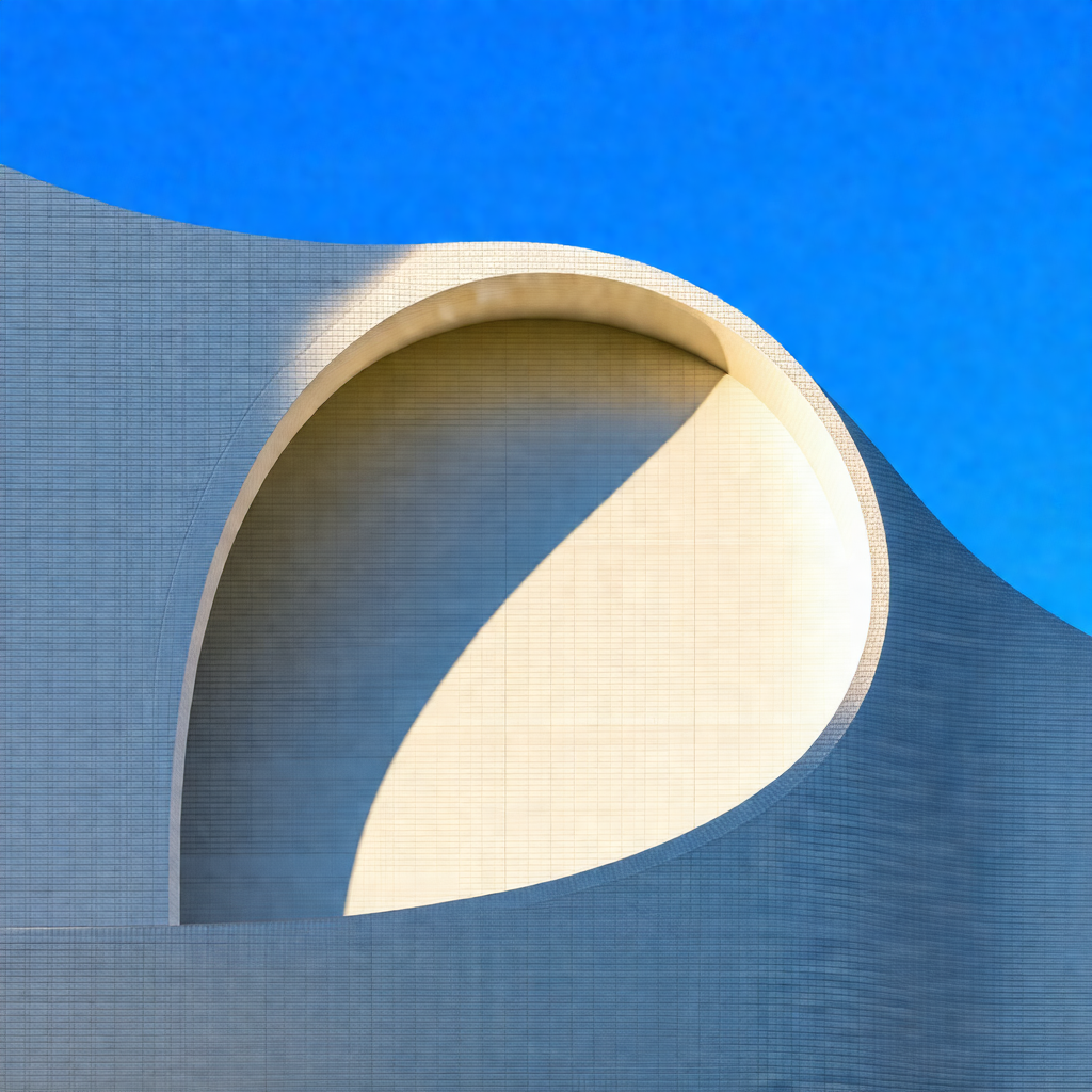 Large white building with a curved structure, possibly a ...