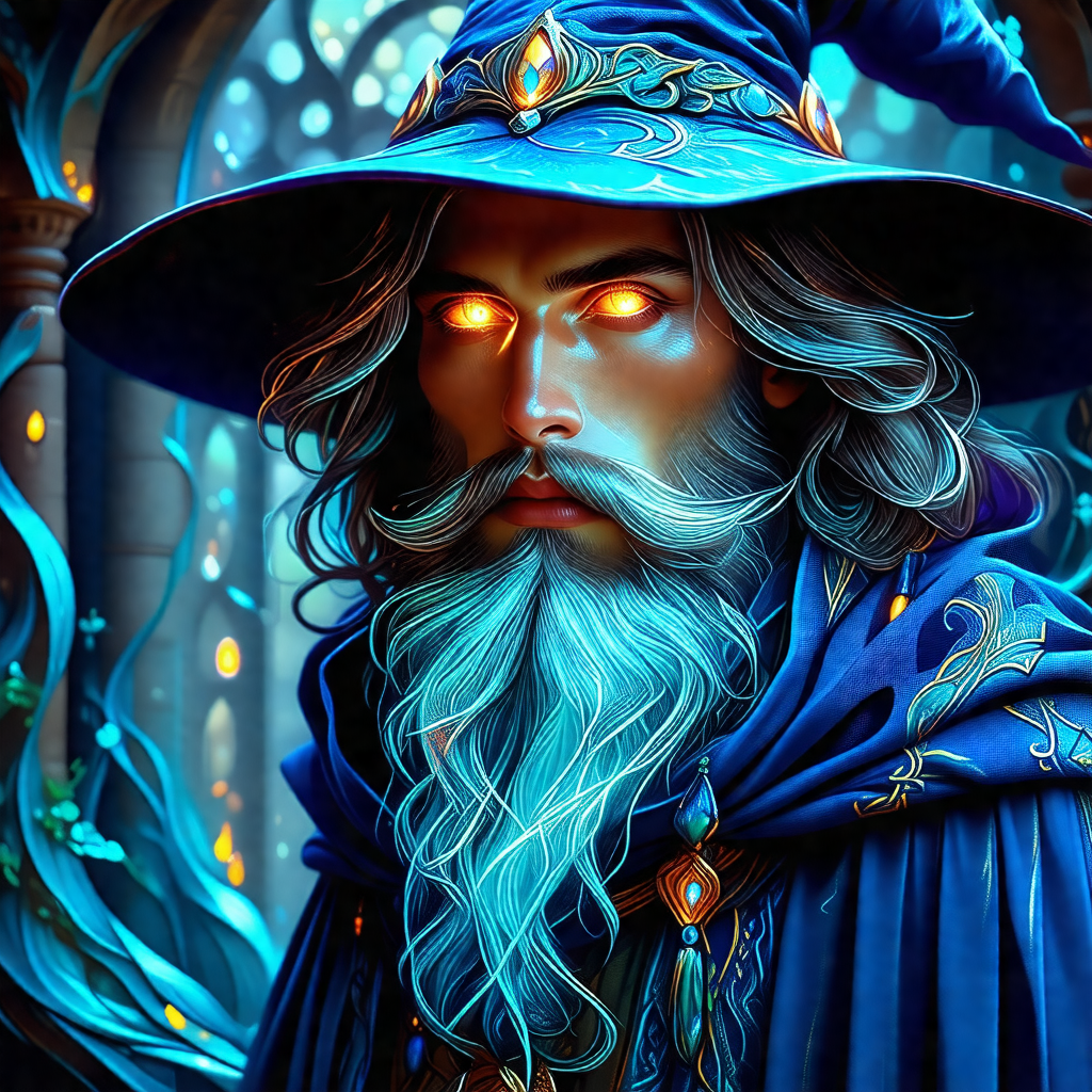 Man with a long beard and a blue hat, standing in front o...