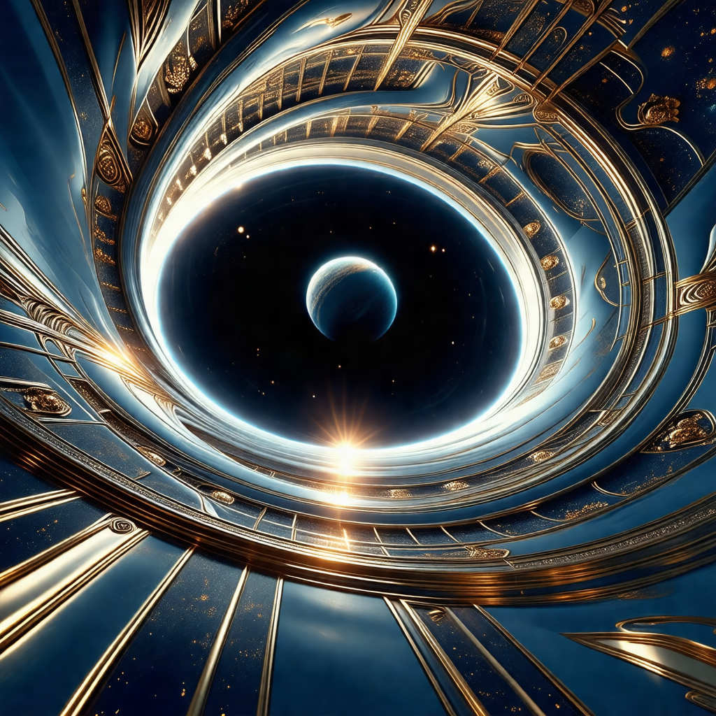 Large, round, and shiny structure with a blue background
