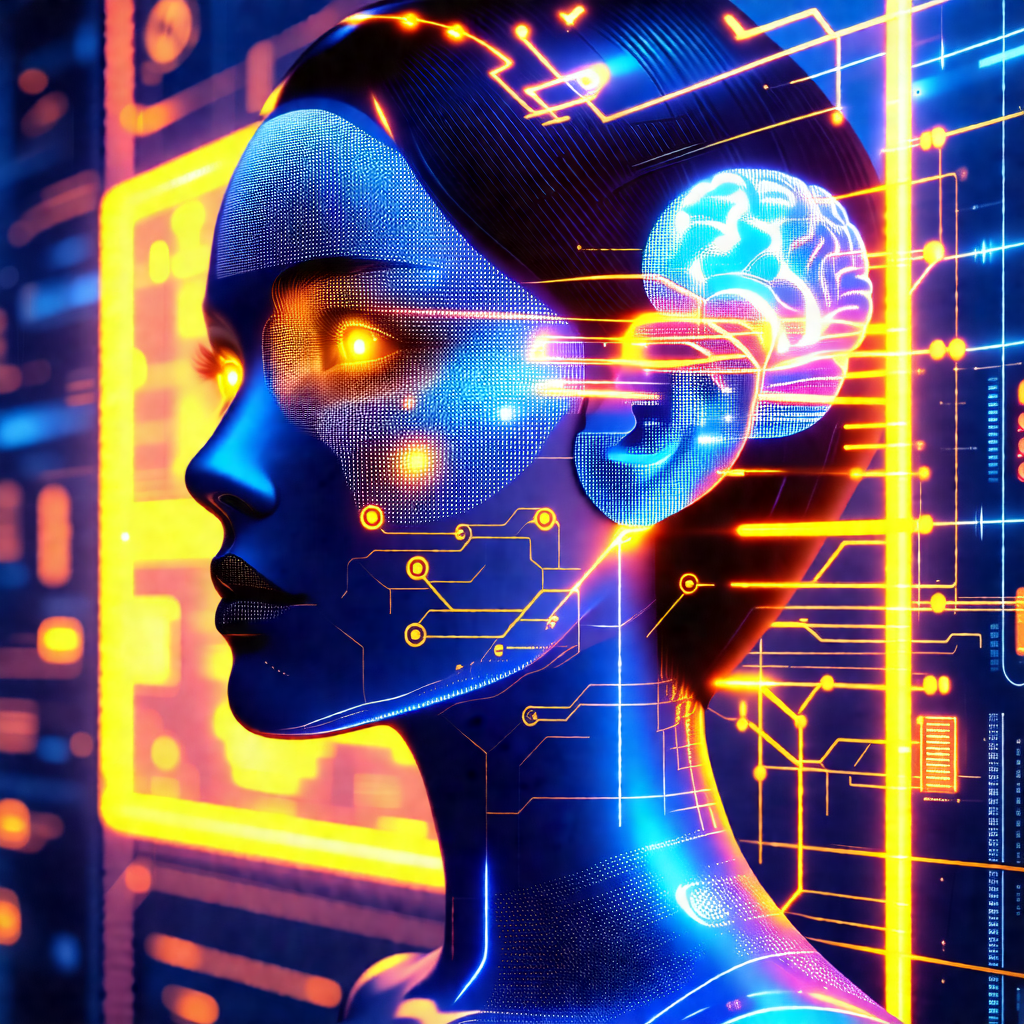 Woman with a futuristic appearance, possibly a robot or a...