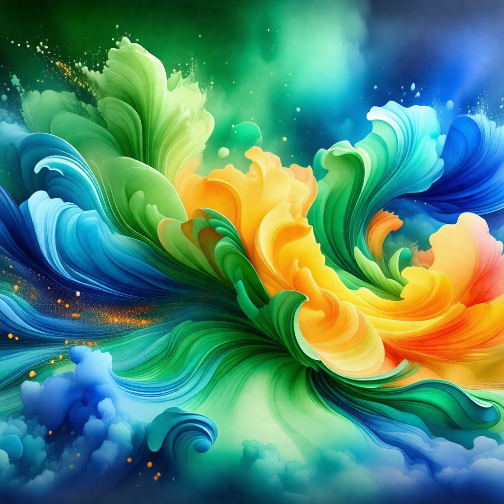 Vibrant and colorful painting of a wave