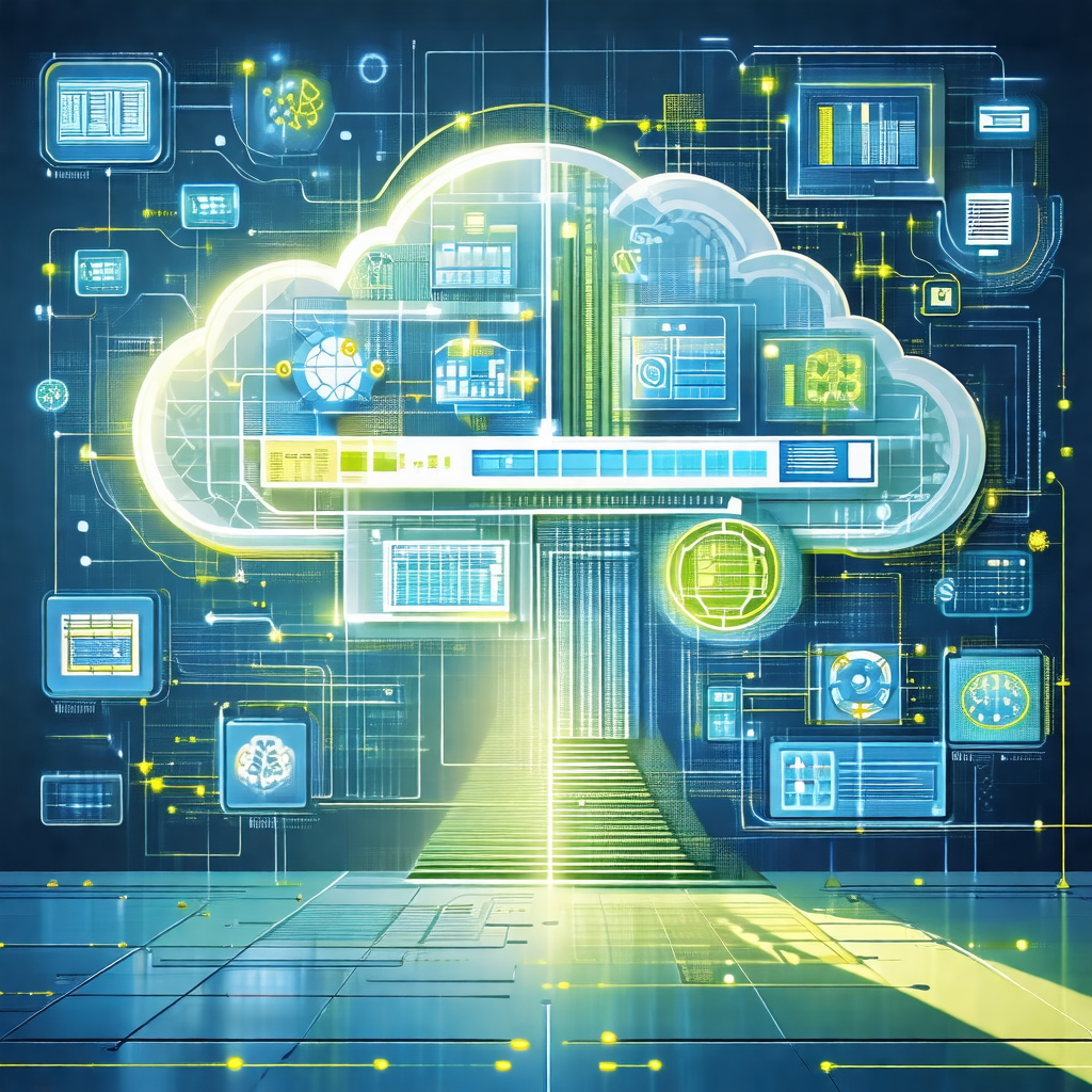 Cloud computing system with a large number of icons and s...