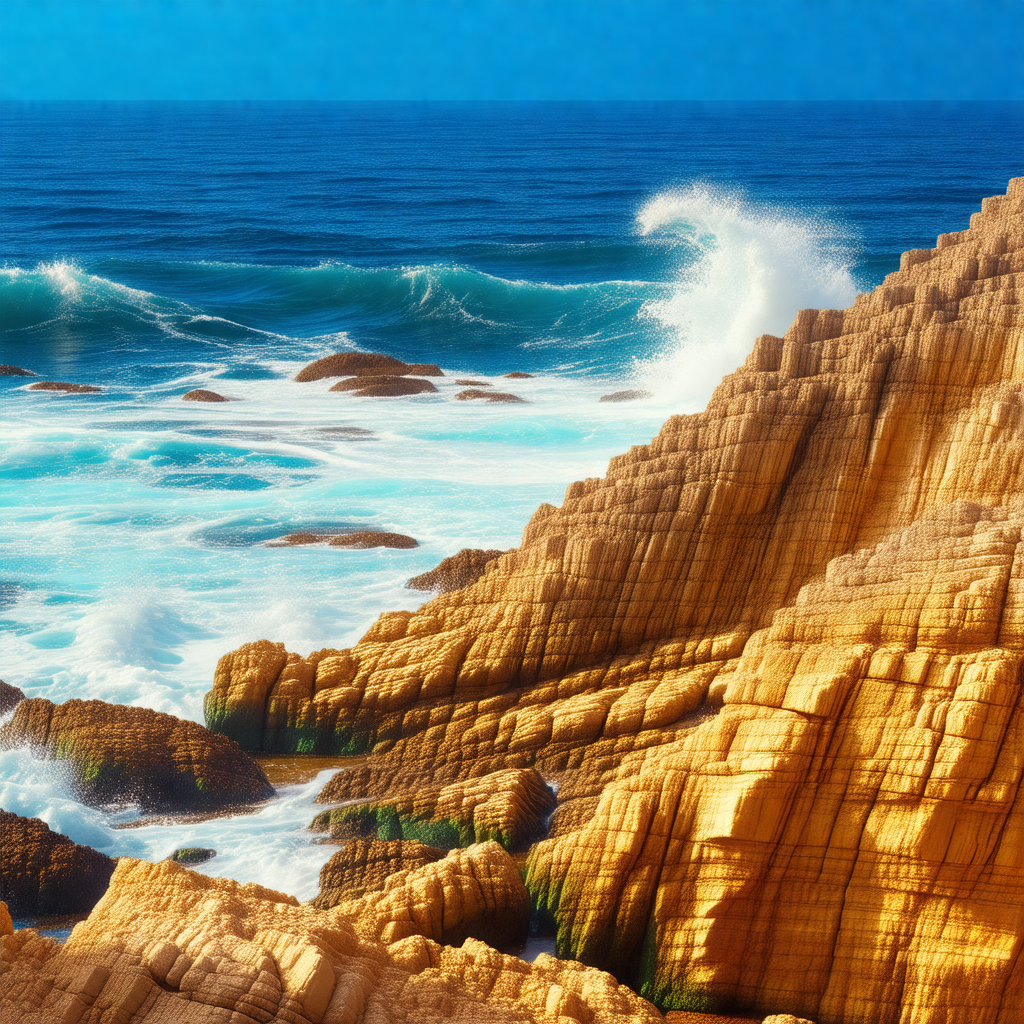 Beautiful ocean scene with a rocky coastline