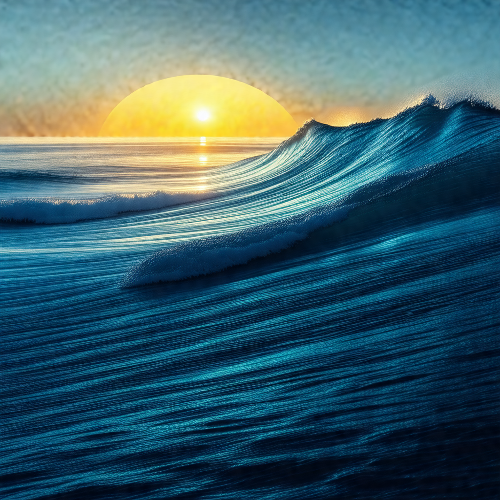 Beautiful sunset over the ocean, with the sun setting beh...