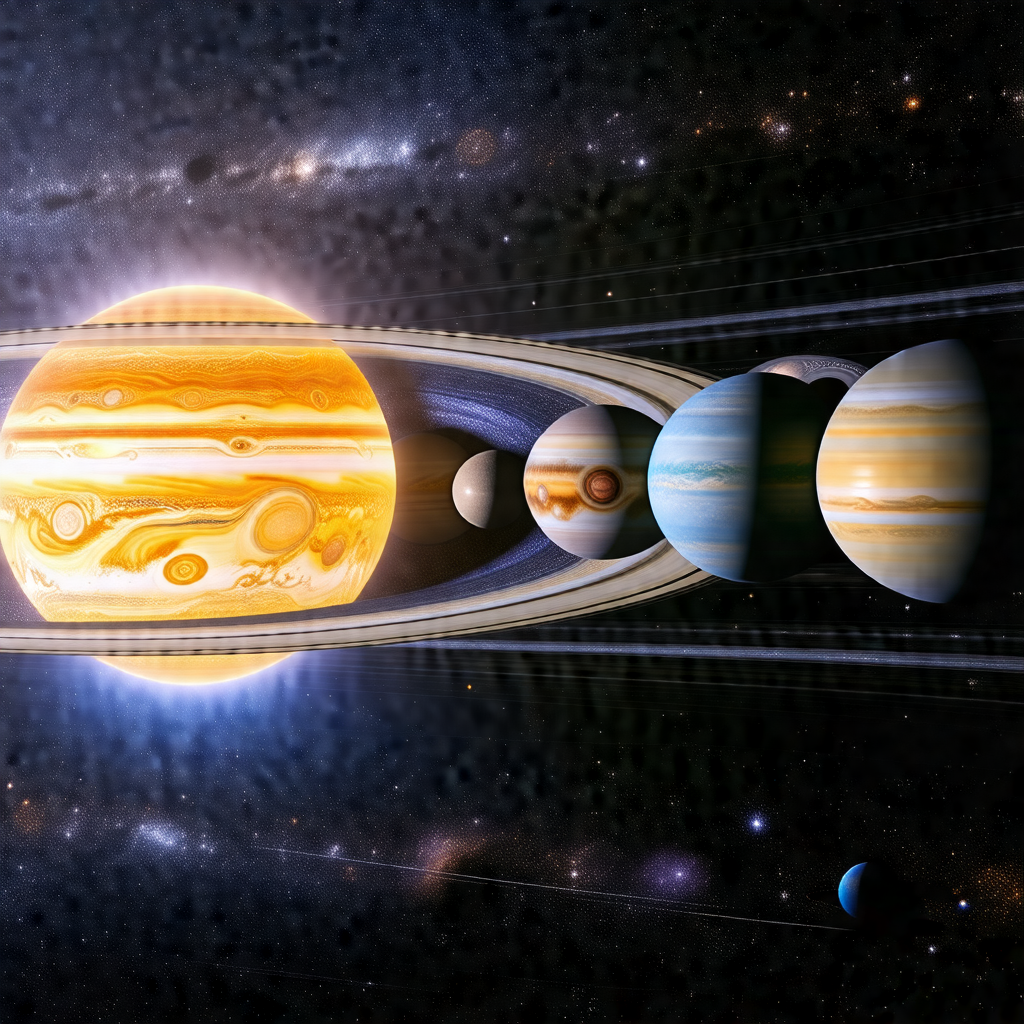 Beautifully detailed illustration of the solar system, sh...