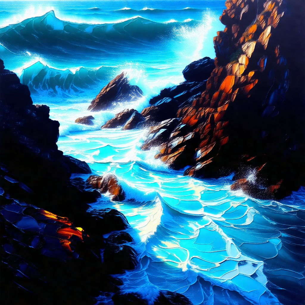 Beautiful ocean scene with a rocky coastline