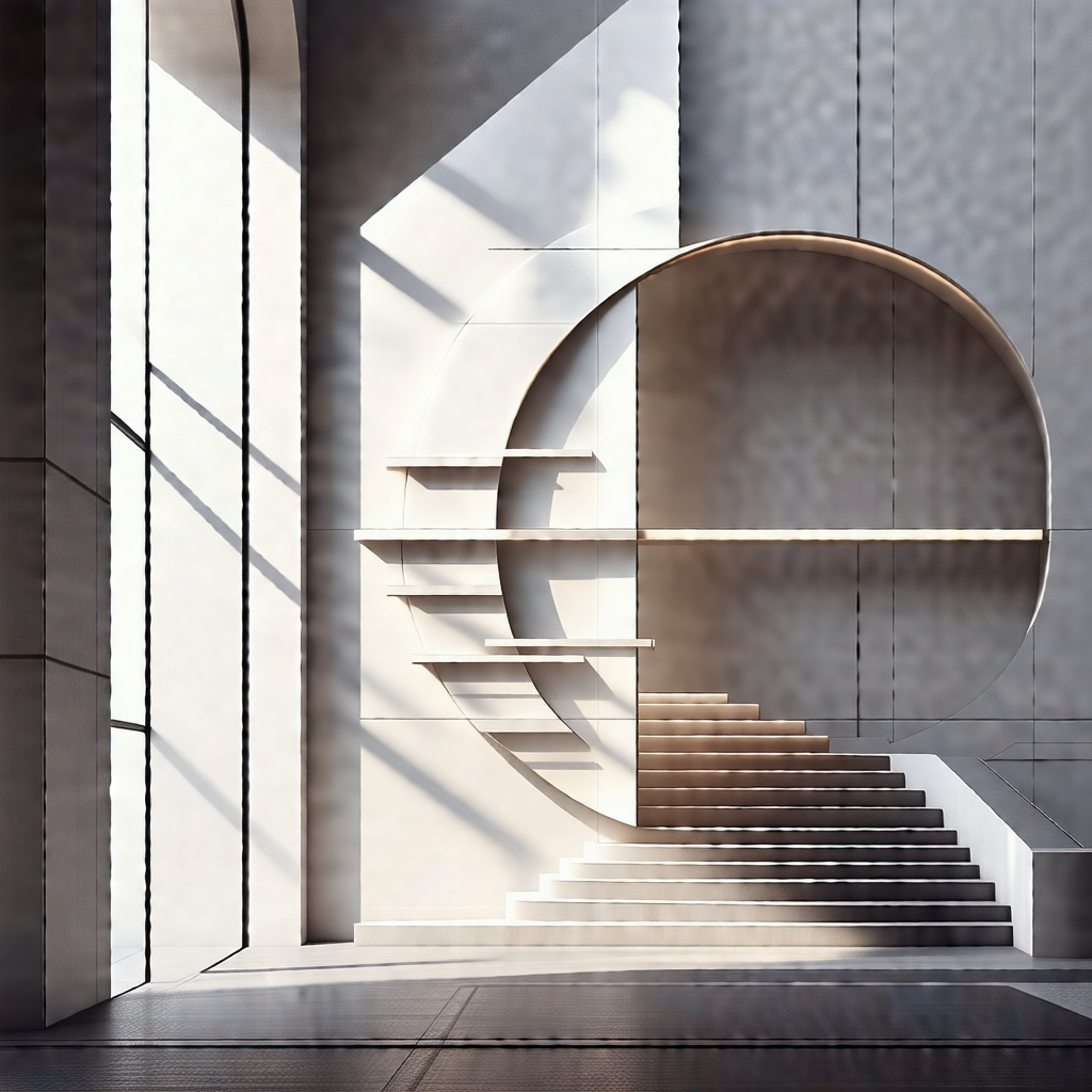 Large, modern staircase with a circular design