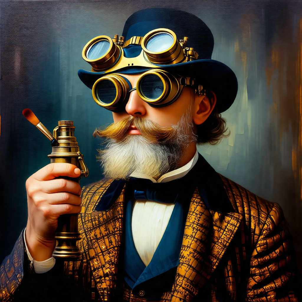 Man wearing a top hat and glasses, giving him a distincti...