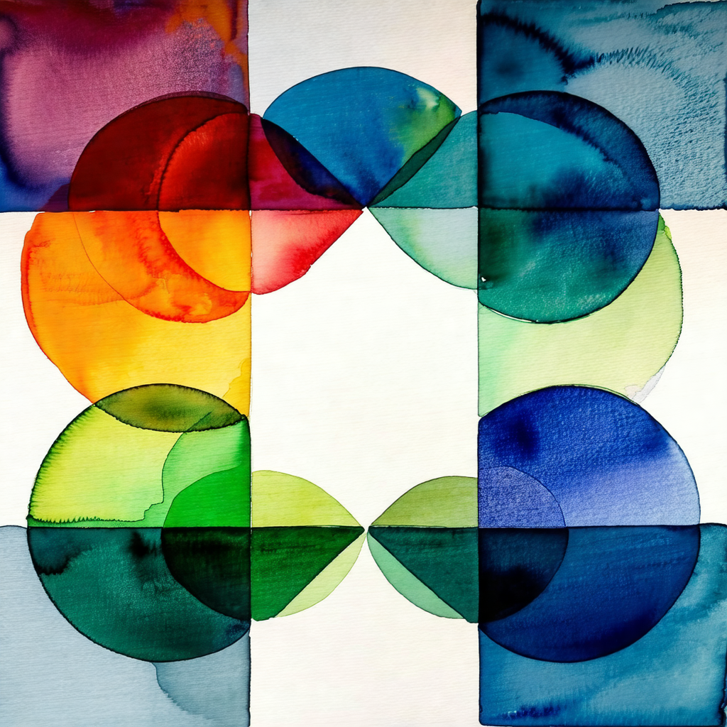 Painting of a circle with four different colored sections
