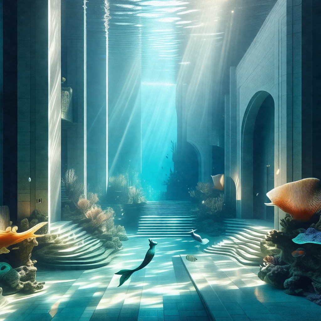 Large aquarium with a variety of fish swimming in the water