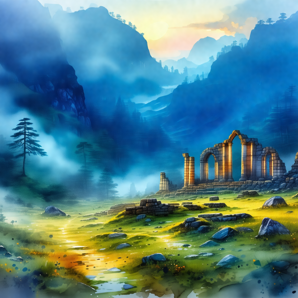 Beautiful landscape with a large, old stone building situ...