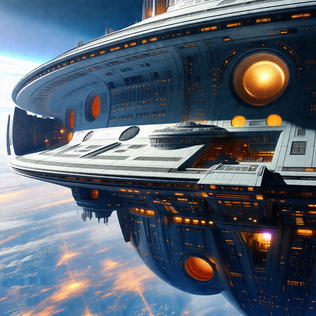 Large, futuristic spacecraft with a prominent dome on top