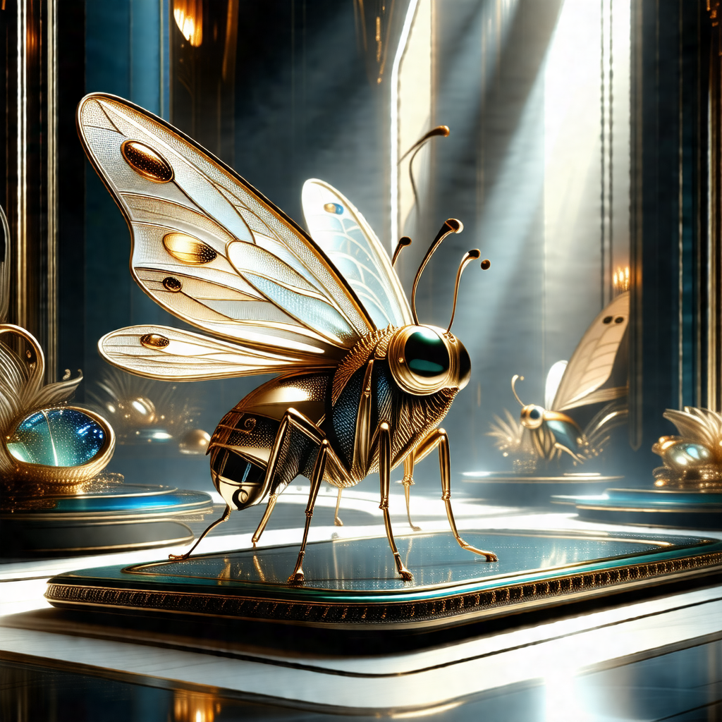 Large, intricately designed gold butterfly statue