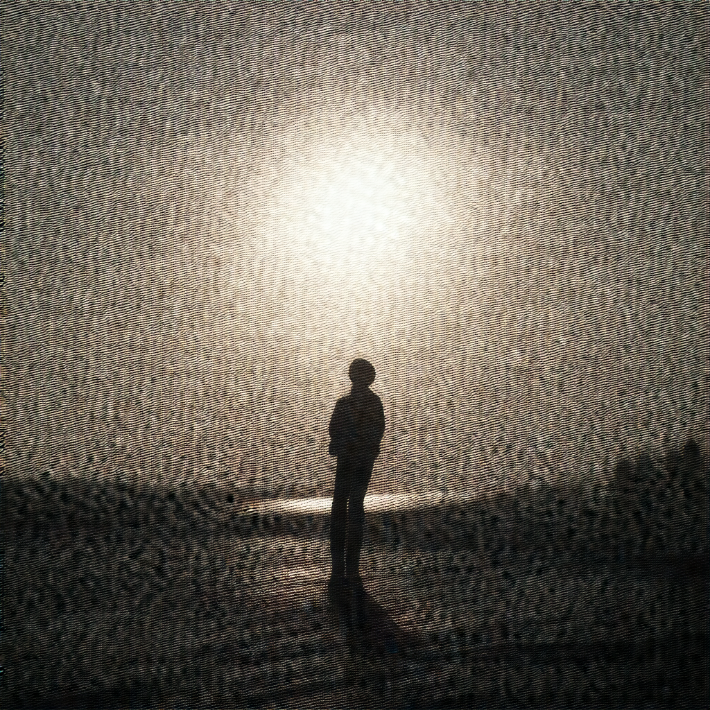 Person standing on a beach at night, with the moon shinin...