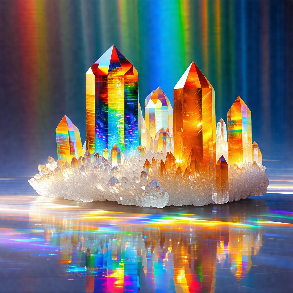Colorful crystal structure, possibly a geode or a crystal...