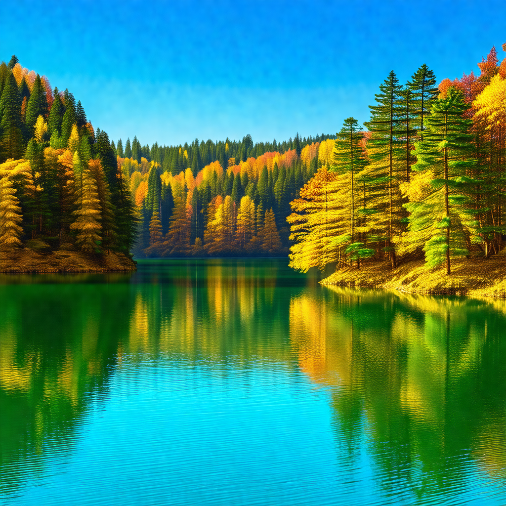 Serene lake surrounded by a forest of trees