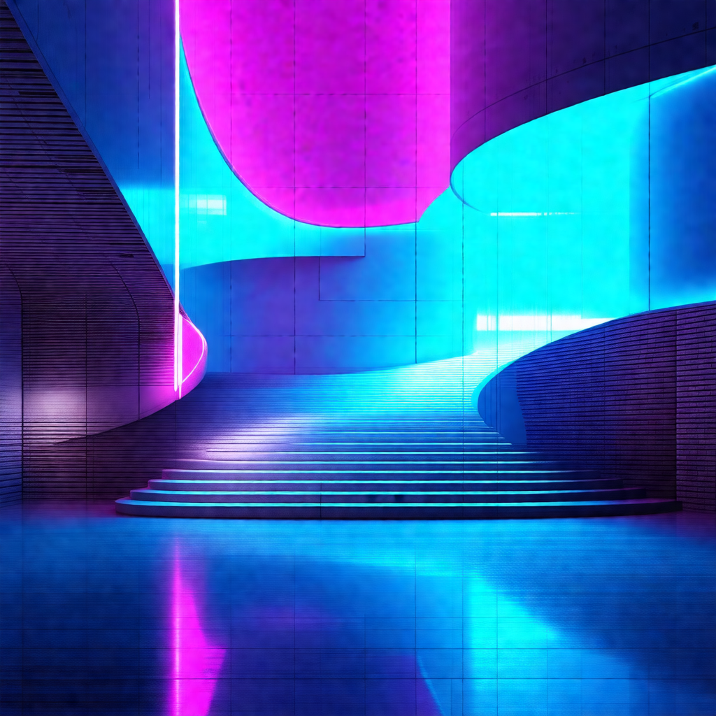 Large, modern building with a staircase leading to the to...