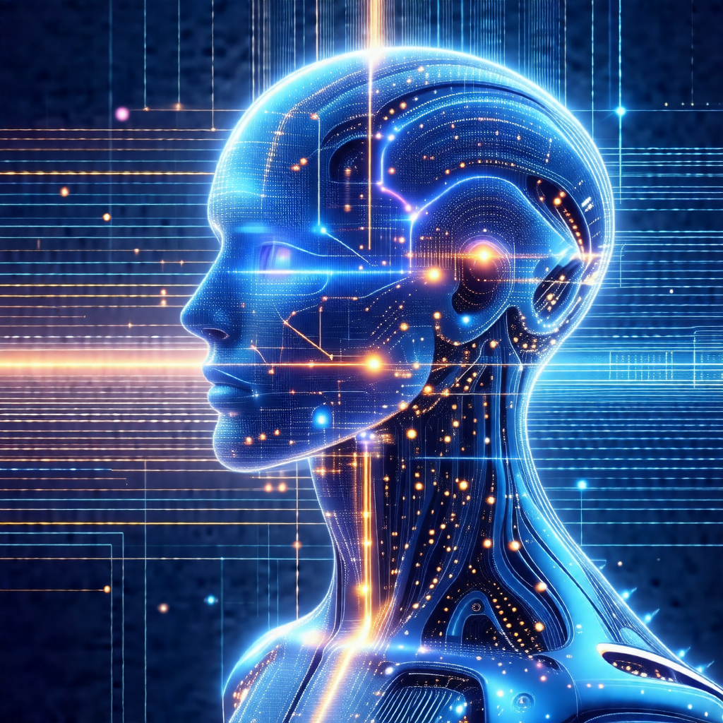 Close-up of a human head, with a blue and white hue