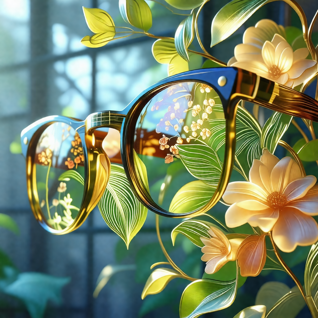 Pair of glasses with a flower design on the front