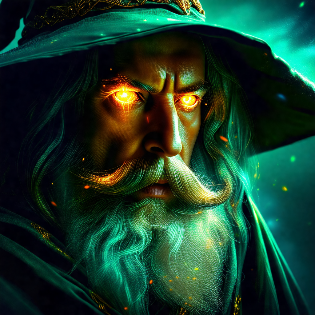 Man with a beard and a green hat, possibly a wizard or a ...