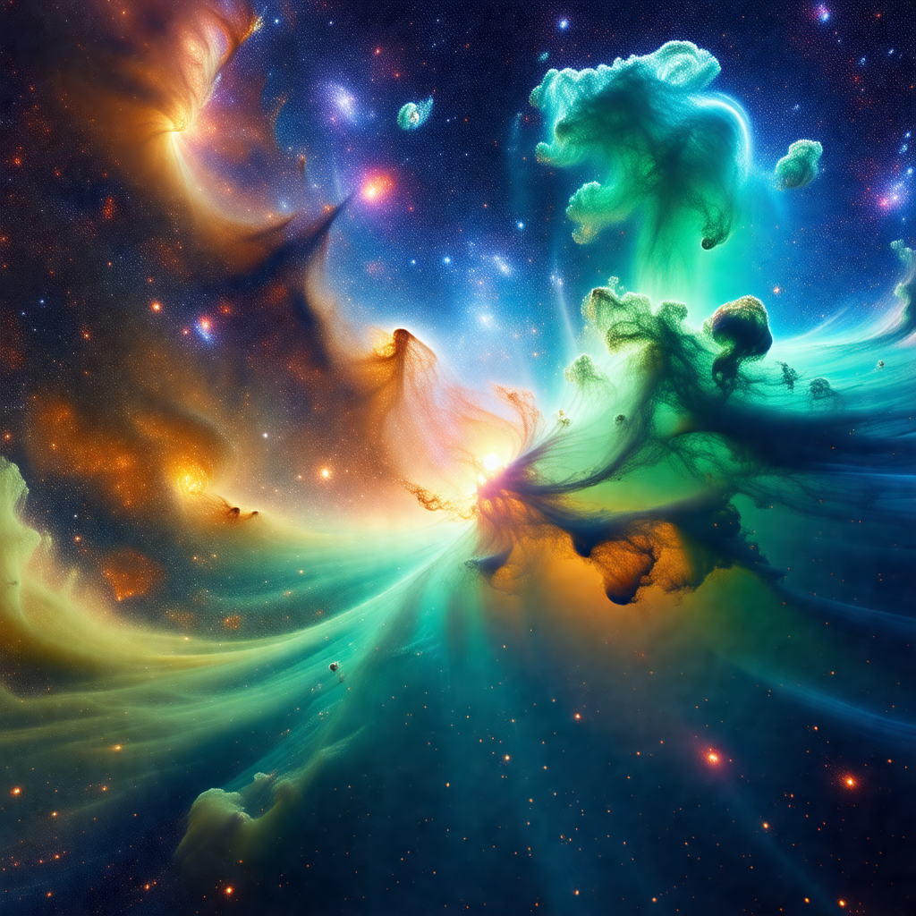 Vibrant and colorful nebula, which appears to be a part o...