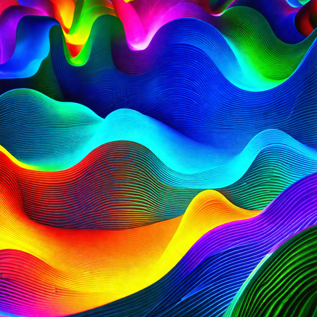Vibrant and colorful wave pattern, likely a painting or a...