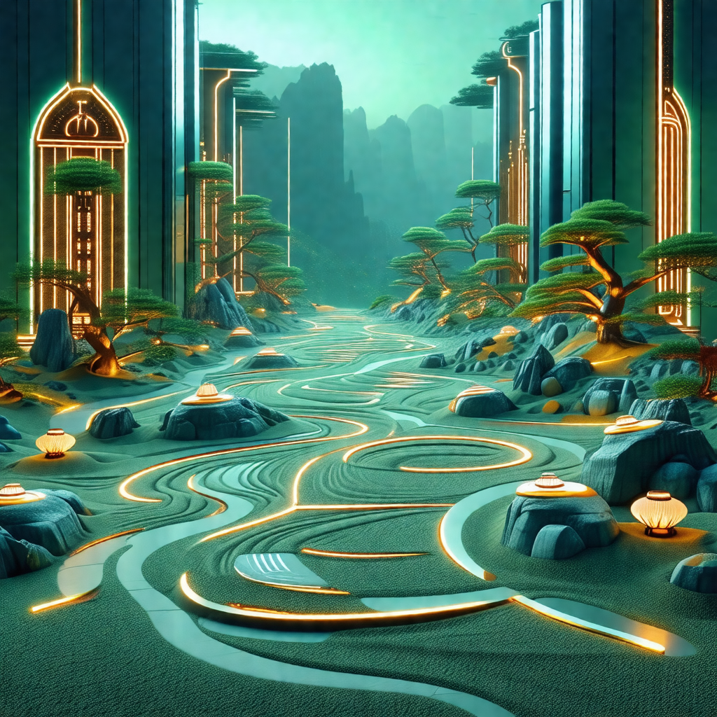Digital painting of a forest with a pathway leading throu...