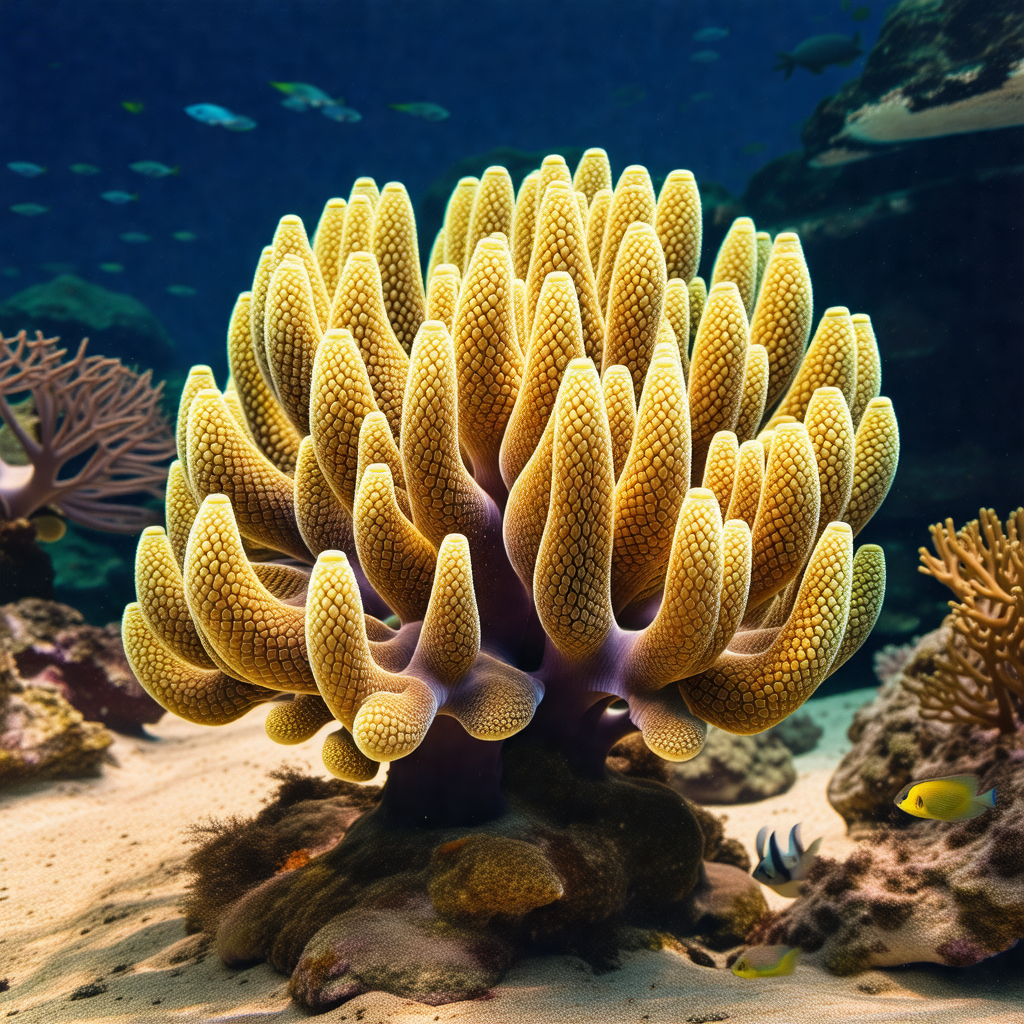 Coral reef with a variety of colorful fish swimming around