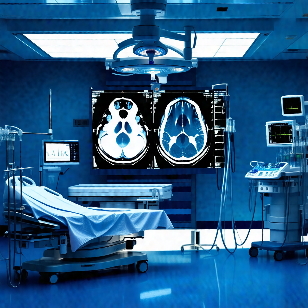 Hospital room with a patient lying on a bed