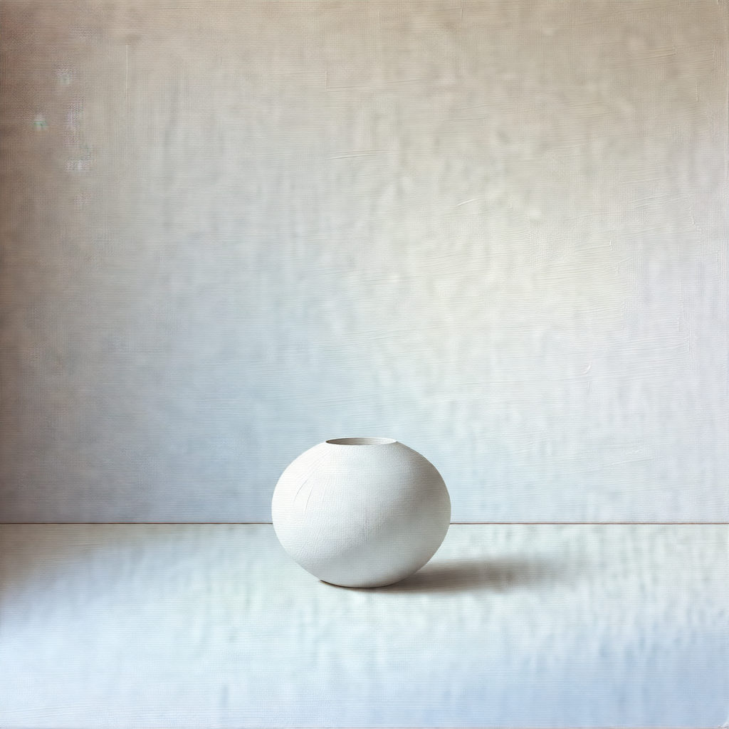 White vase sitting on a white table