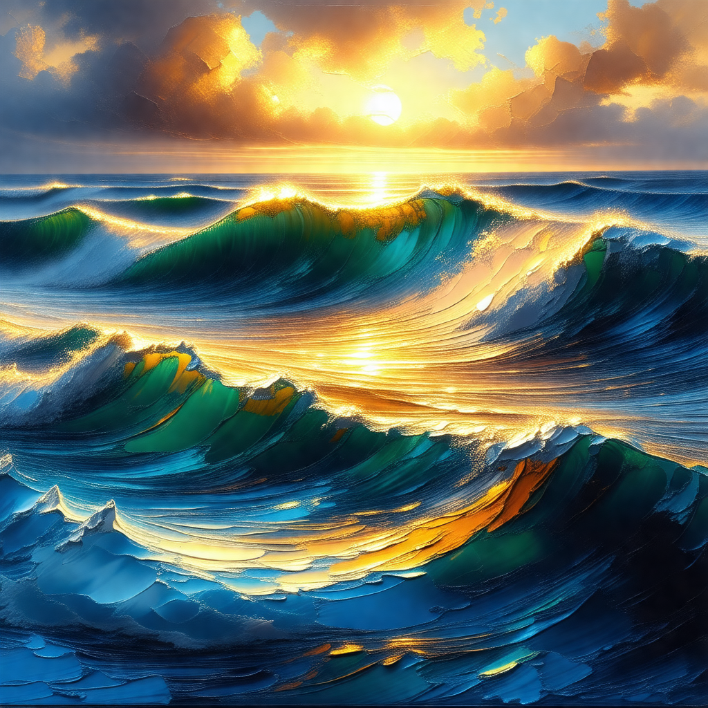 Beautiful sunset over the ocean, with the sun setting beh...