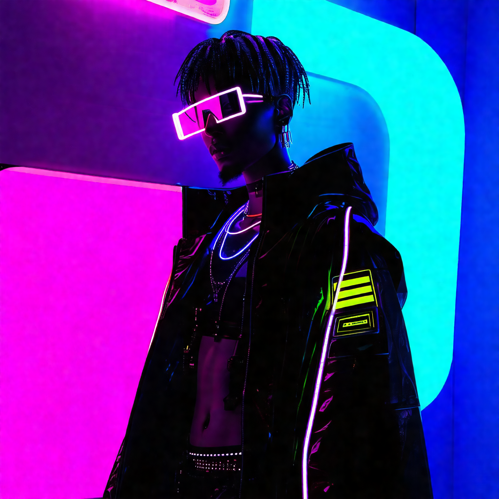 Person wearing a black jacket and a pair of neon yellow s...