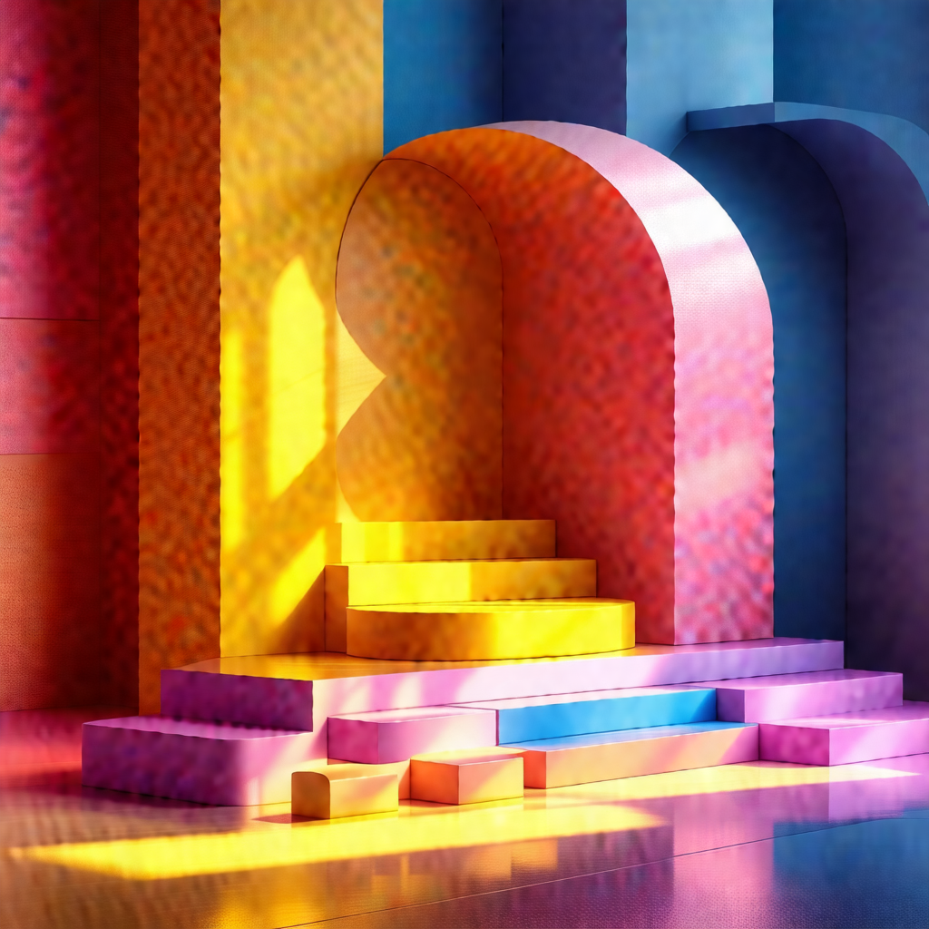 Colorful staircase with a rainbow-colored design