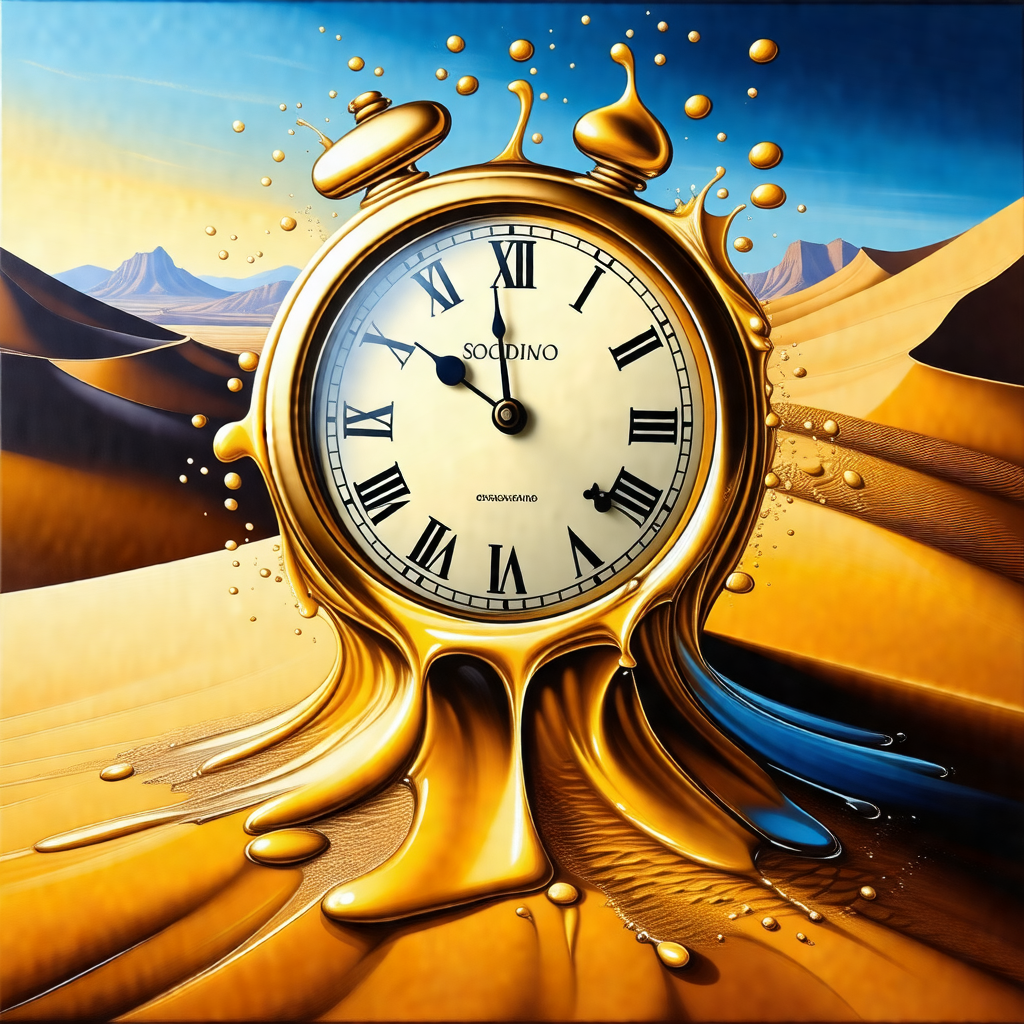 Large, golden clock with roman numerals on its face
