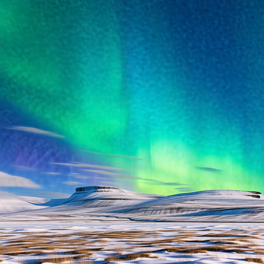 Beautiful scene of a snowy landscape with a sky full of v...