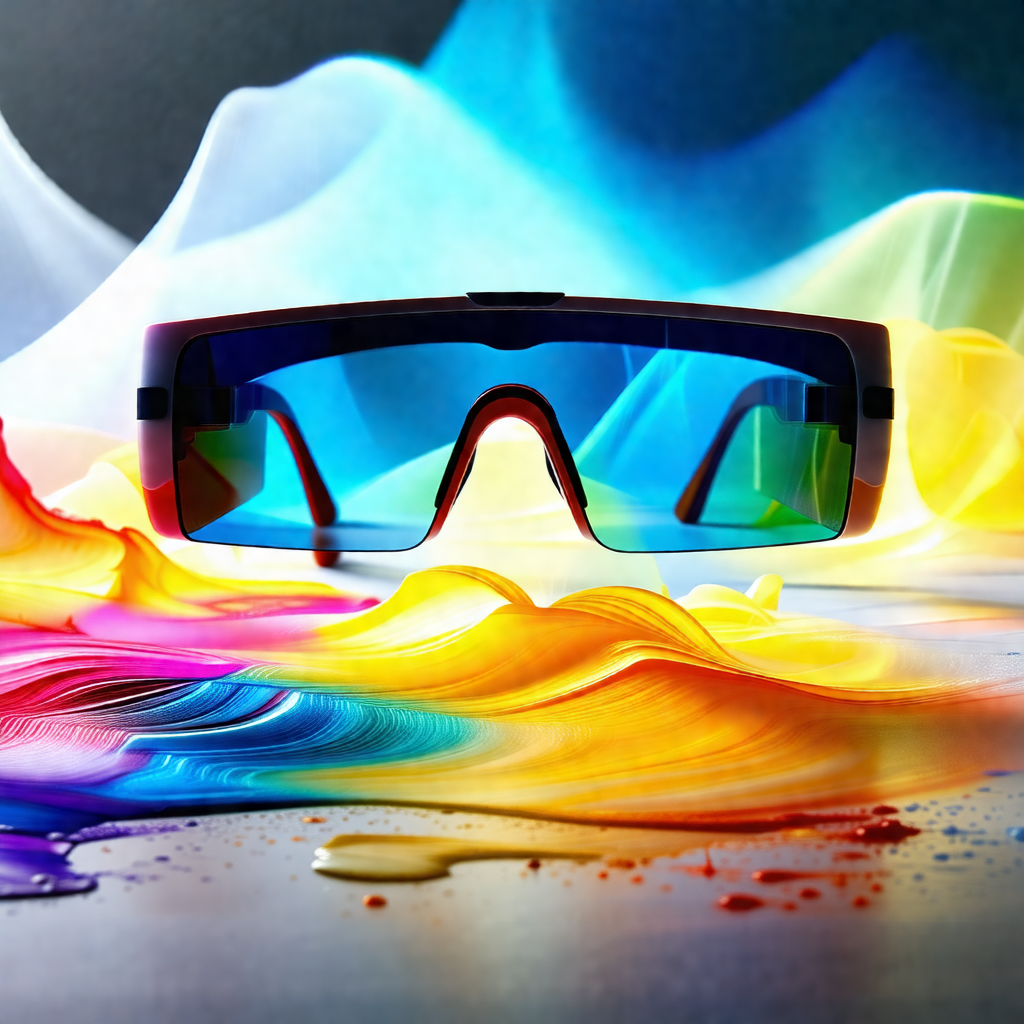 Pair of sunglasses placed on a table, surrounded by a col...