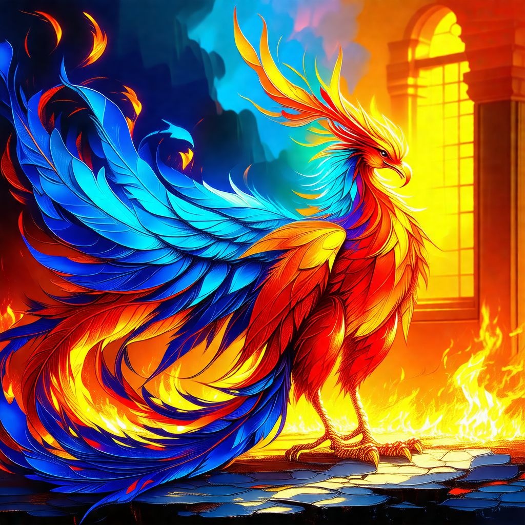 Colorful bird with a long tail, standing on a stone floor