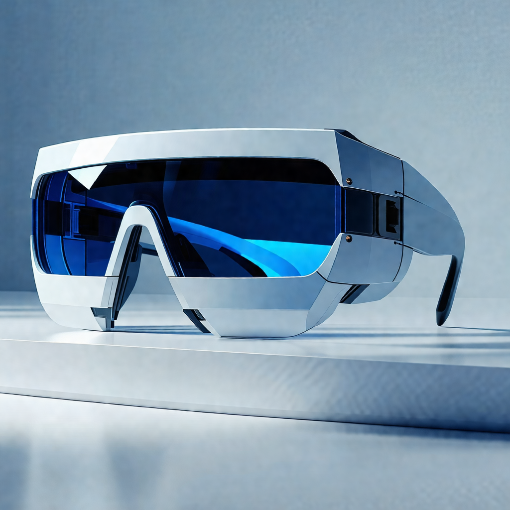 Pair of futuristic-looking goggles, which appear to be ma...