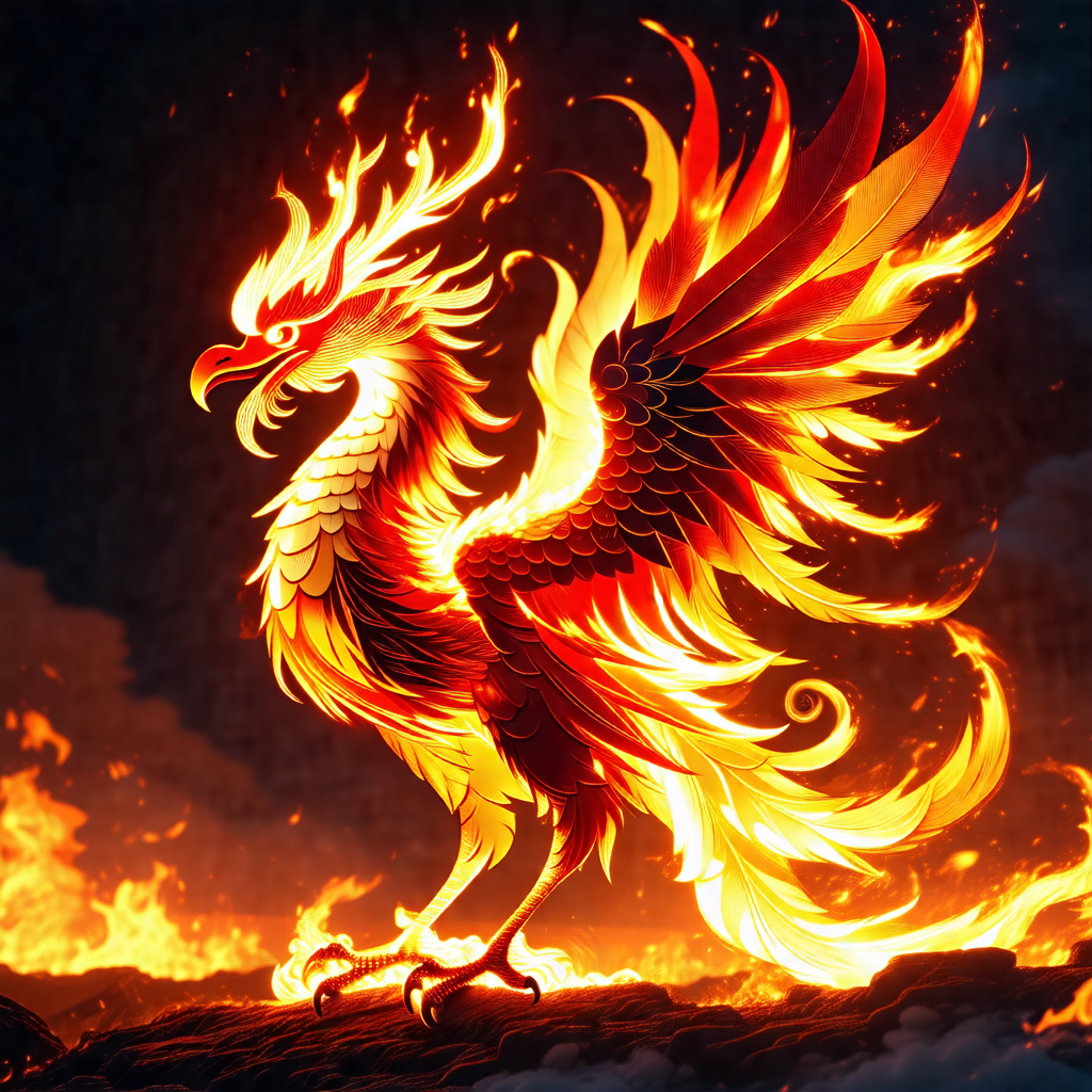 Large, colorful dragon with a fiery appearance