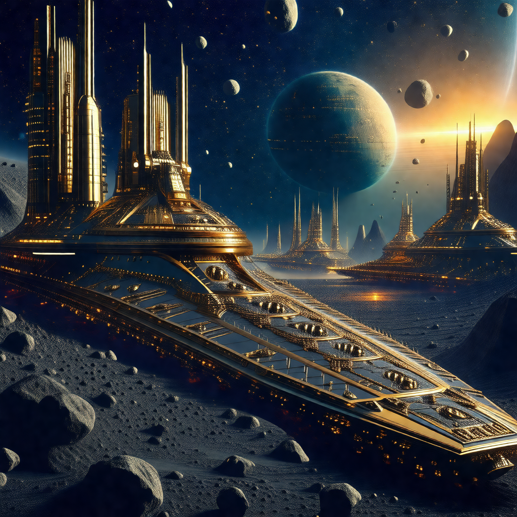 Futuristic spacecraft with a large, shiny dome on top, fl...