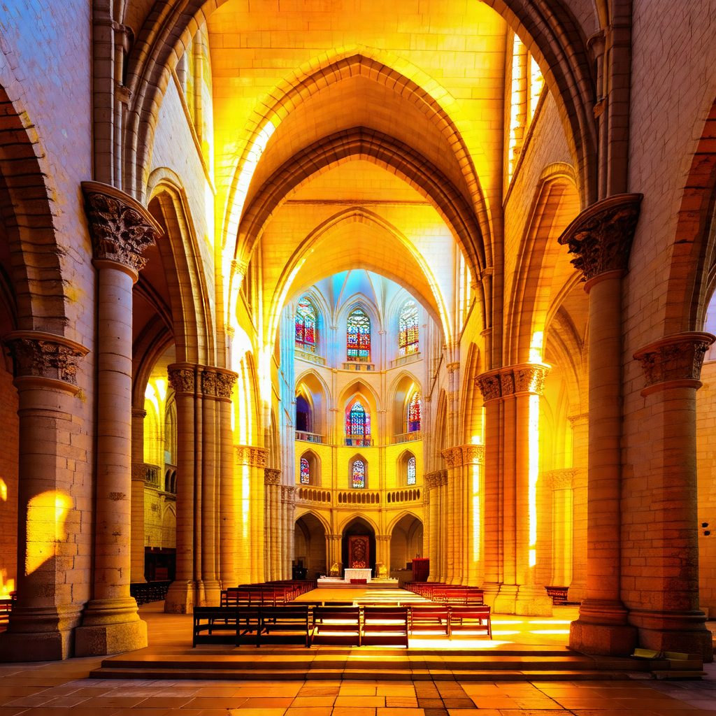 Large, ornate cathedral with a high vaulted ceiling