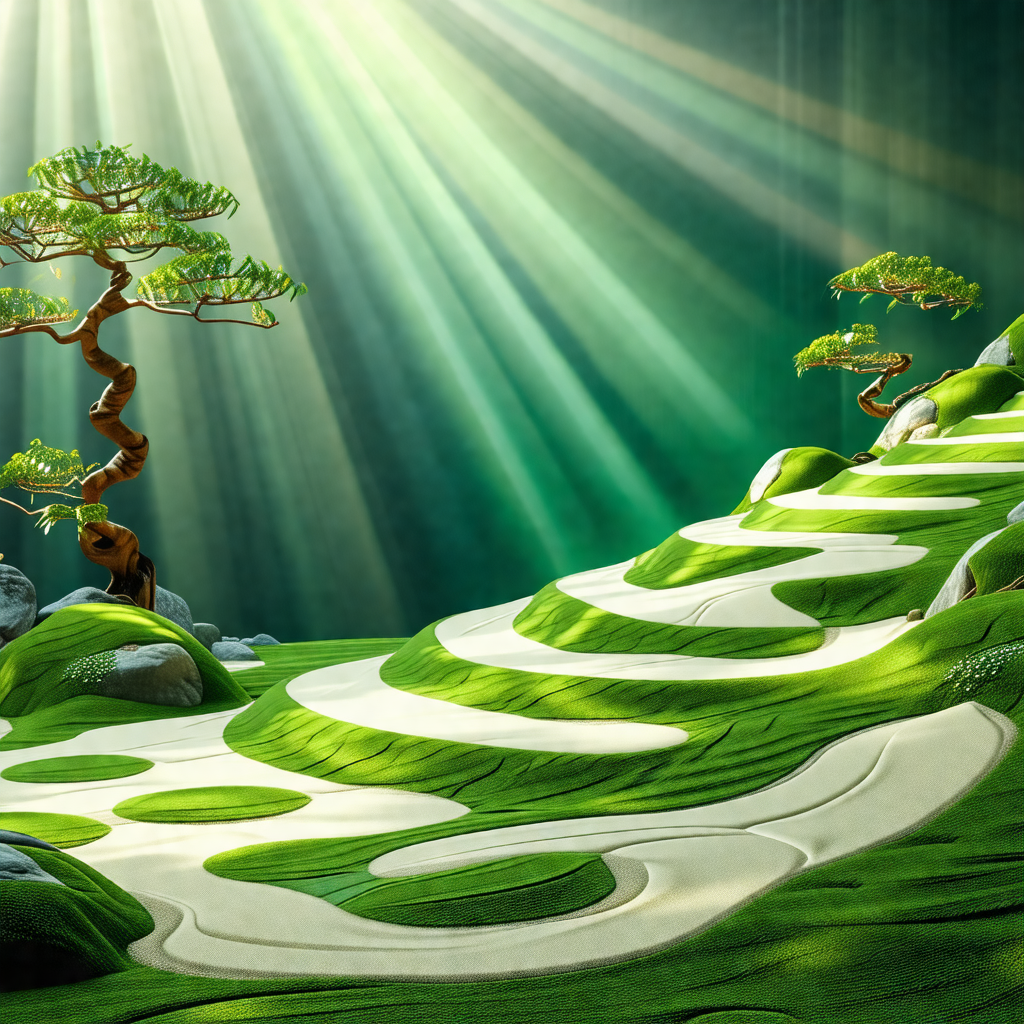 Beautifully crafted miniature landscape with a tree and a...