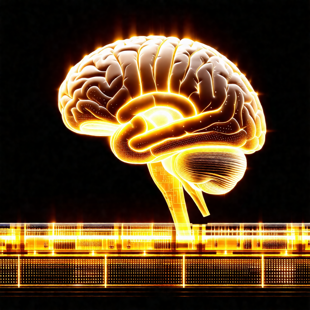 Close-up of a human brain, with the cranium and the cereb...