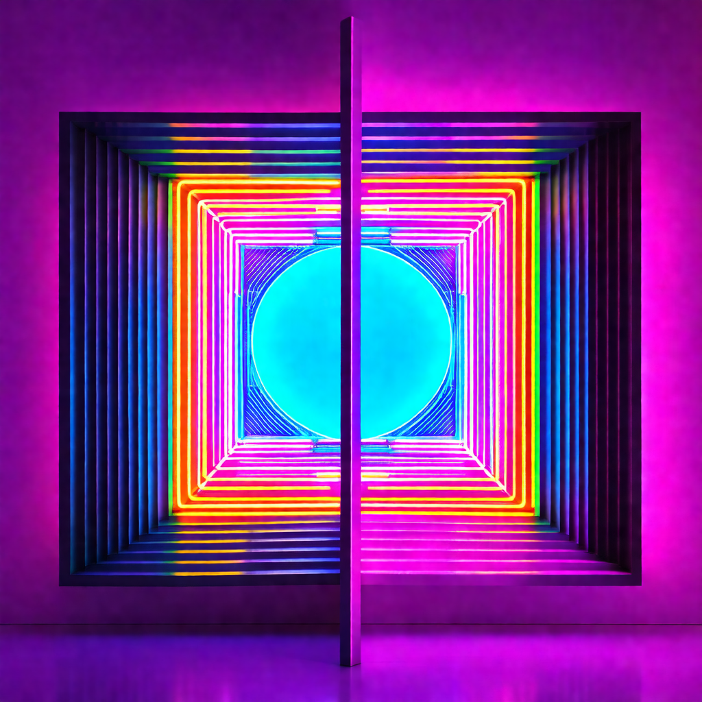 Large, colorful, and illuminated circle in the center of ...