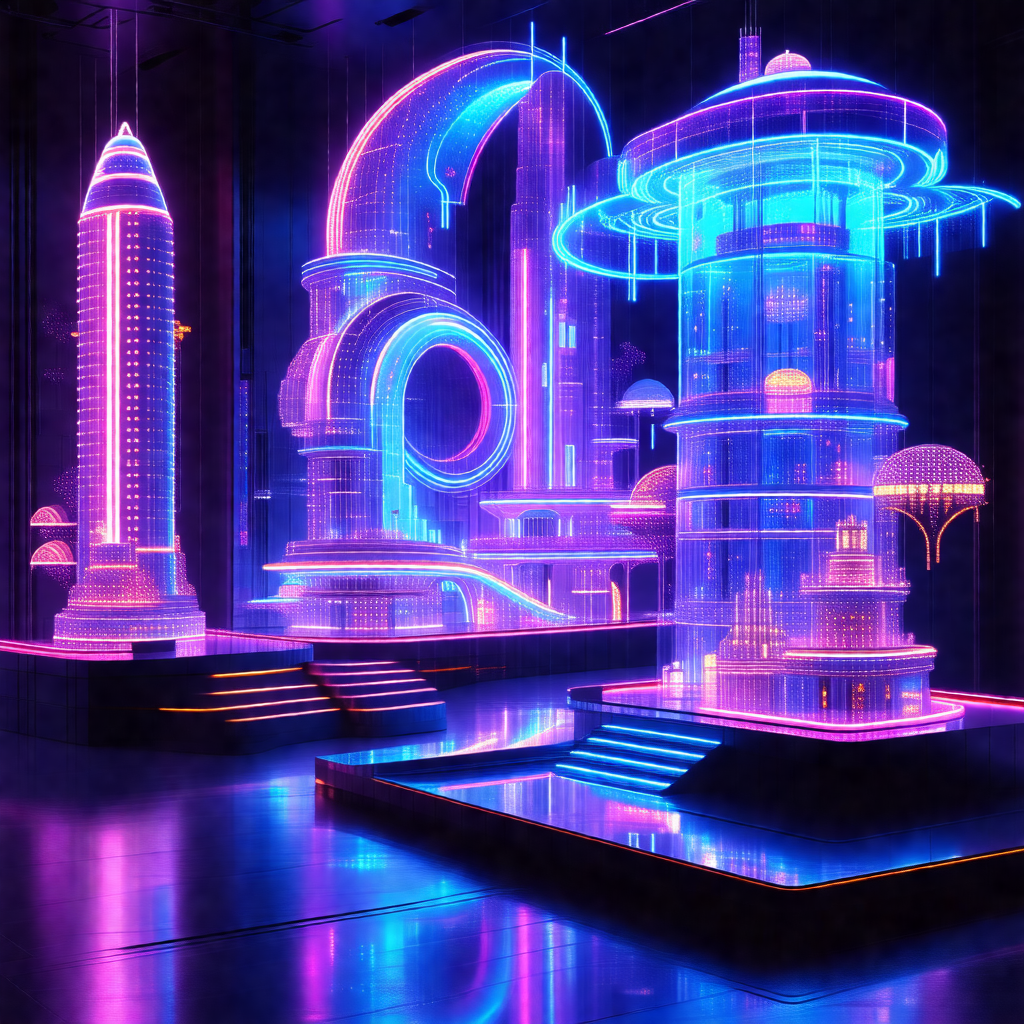 Futuristic cityscape with a variety of buildings and stru...