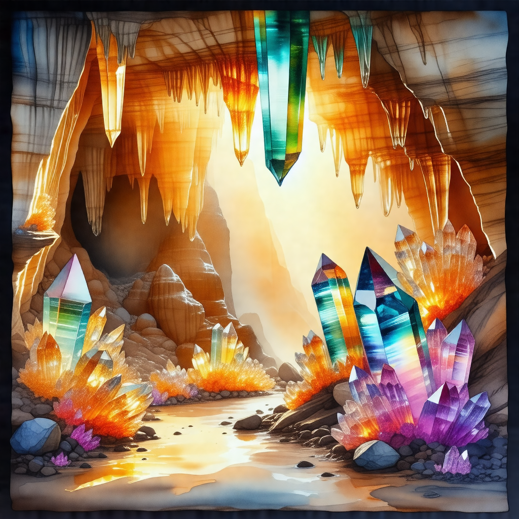 Cave with a river flowing through it
