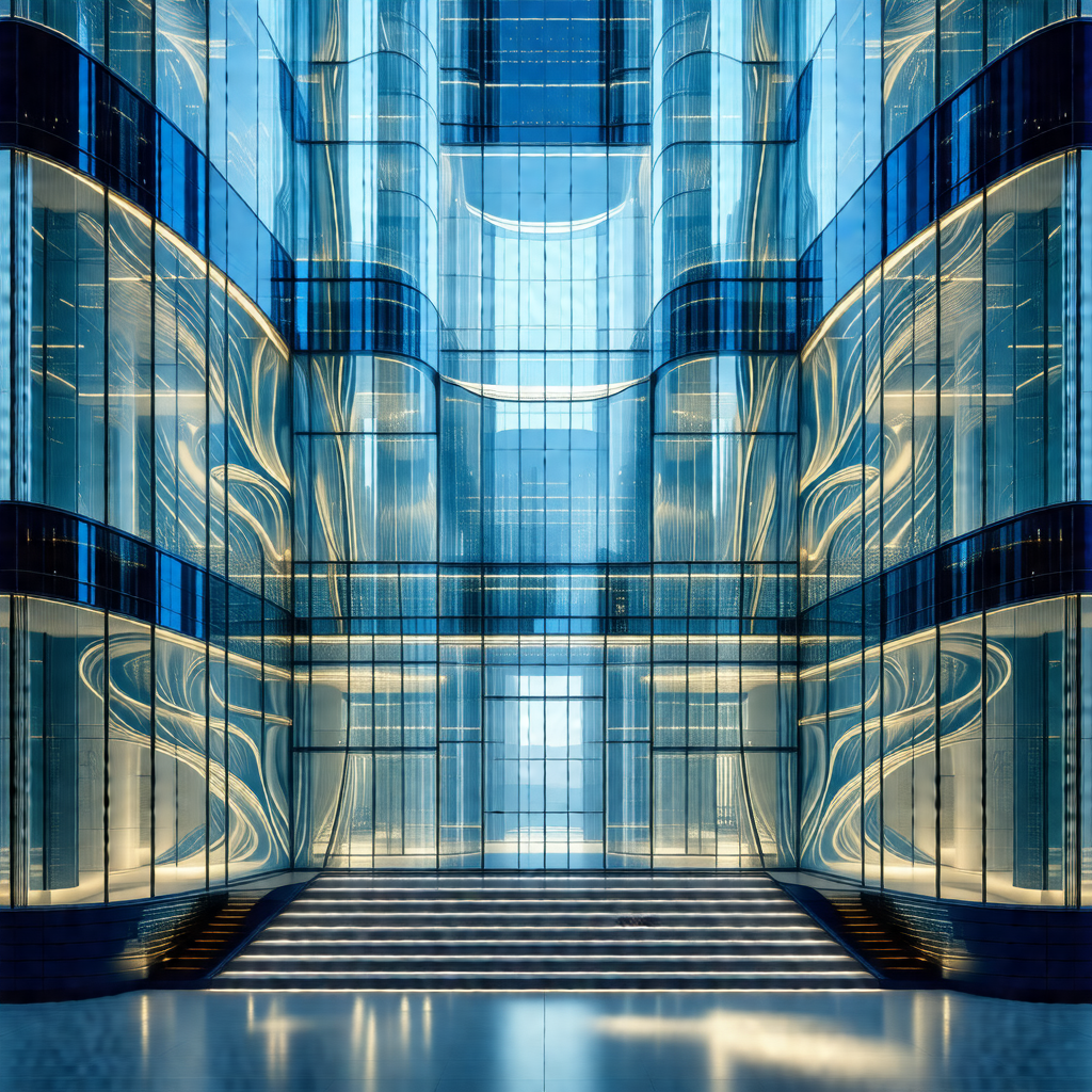 Large, modern building with a glass facade