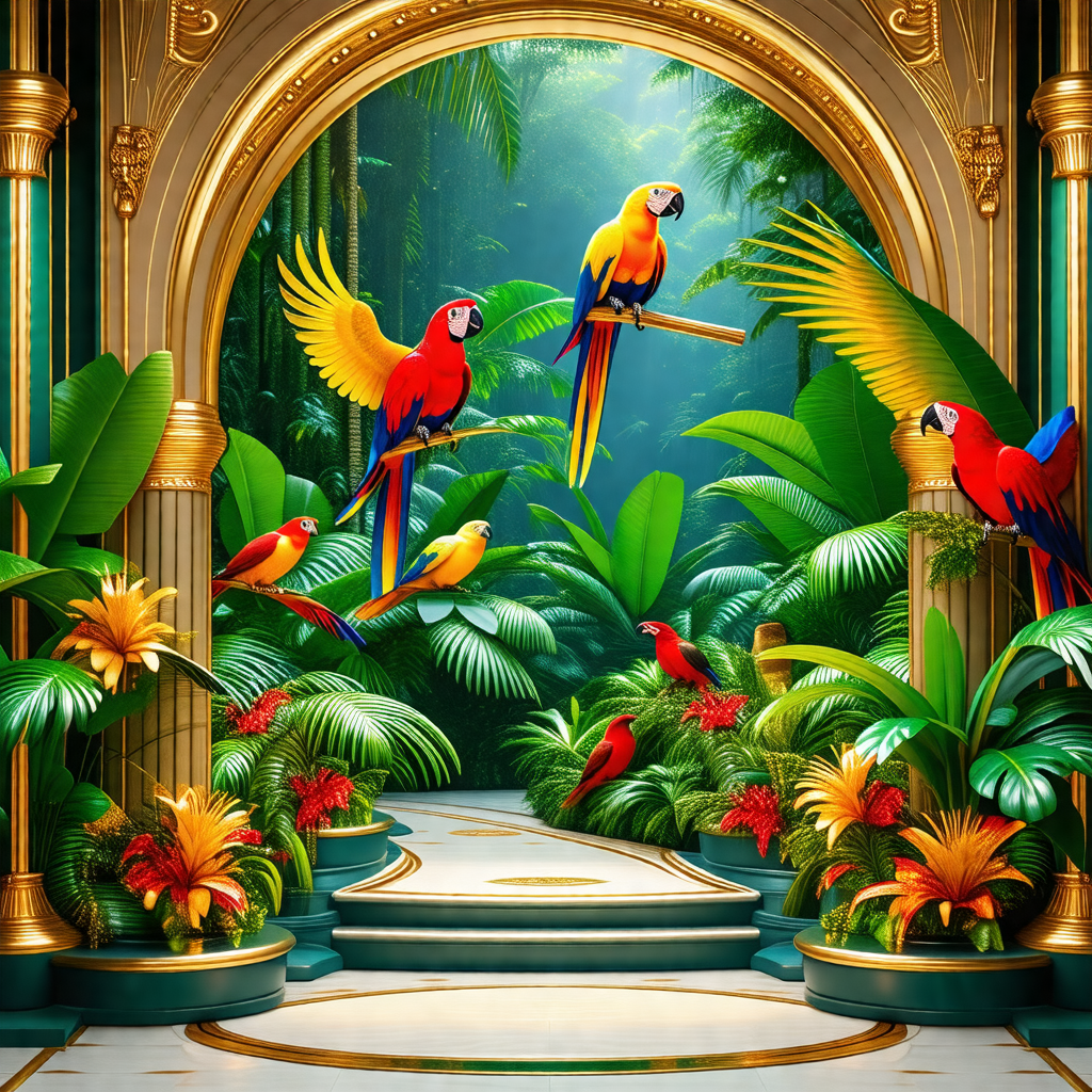 Group of colorful birds perched on a tree branch