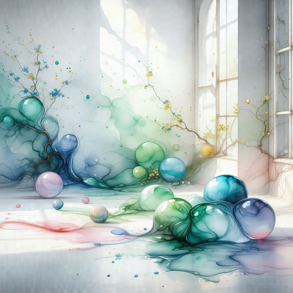 Room with a large window, and a variety of colorful balls...